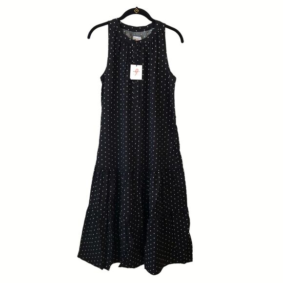 NEW The Nines by Hatch Maternity Dress Black Rayon Sleeveless Tiered Midi Size S - Picture 5 of 12